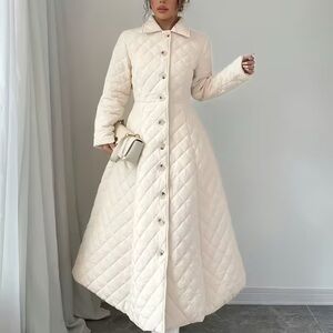 Chic Cream Quilted Puffer Coat